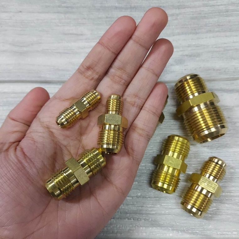 CONNECTOR COPPER FLARE NUTS AIRCOND HOME /CAR /FRIDGE 1/4 3/8 1/2 nut joint pipe cooper sambung