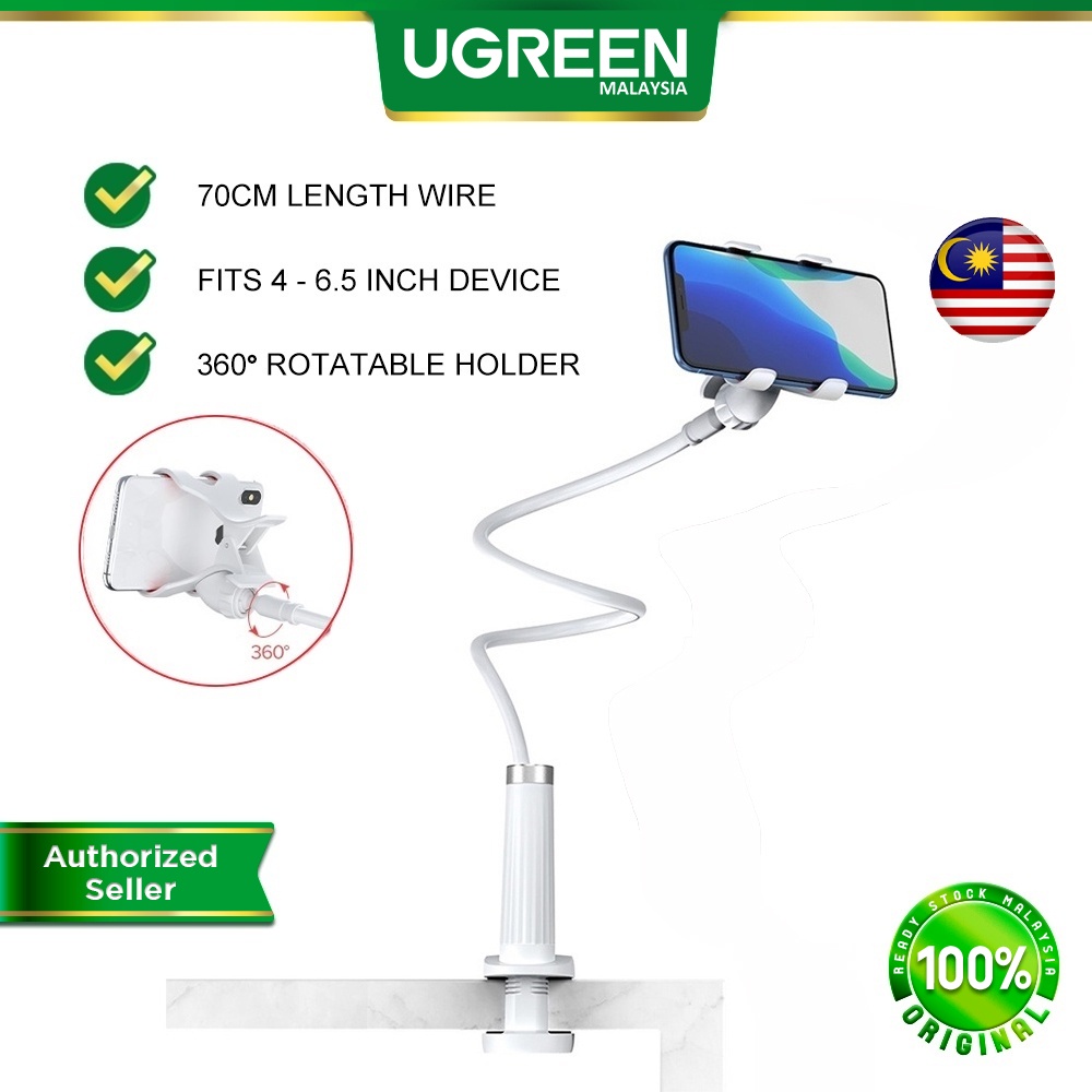 UGREEN Phone Holder Arm Lazy Mobile Phone Goosneck Stand Holder Flexible Bed Desk Table Clip Bracket Smartphone