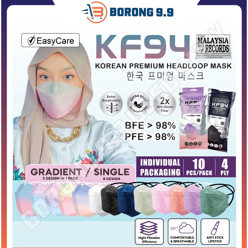 EASYCARE KF94 HEADLOOP MASK 4PLY KF94 HIJAN MASK Korea Adult Mask Head