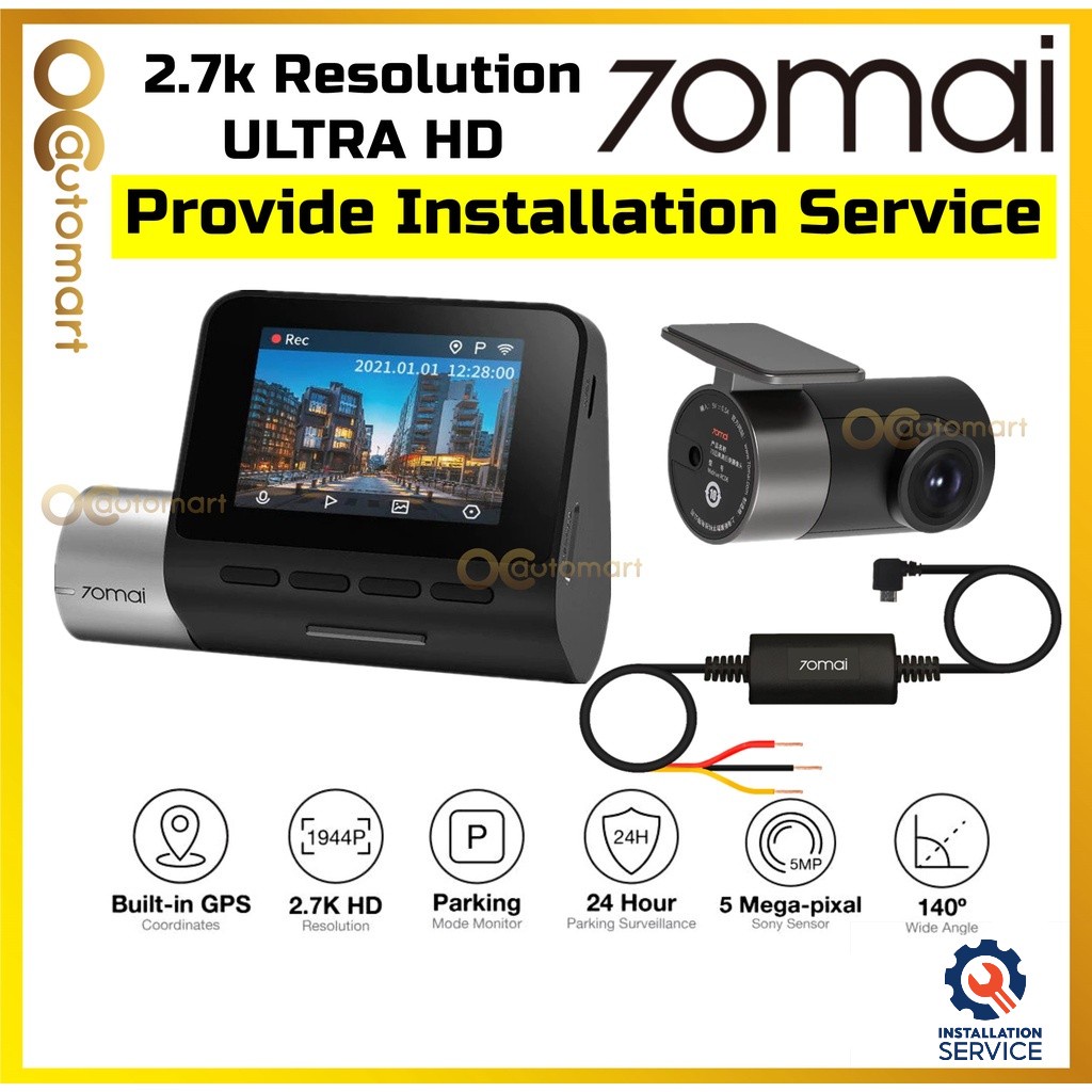 [Installation Provided] 70mai Pro Plus A500S or A510 Car Recorder Front n Rear Dashcam 70Mai Dash Cam Built in GPS 1944P