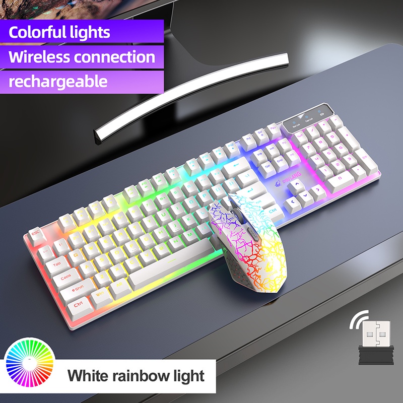 2.4G Wireless Mechanical Keyboard Mouse Comb RGB Blacklight USB