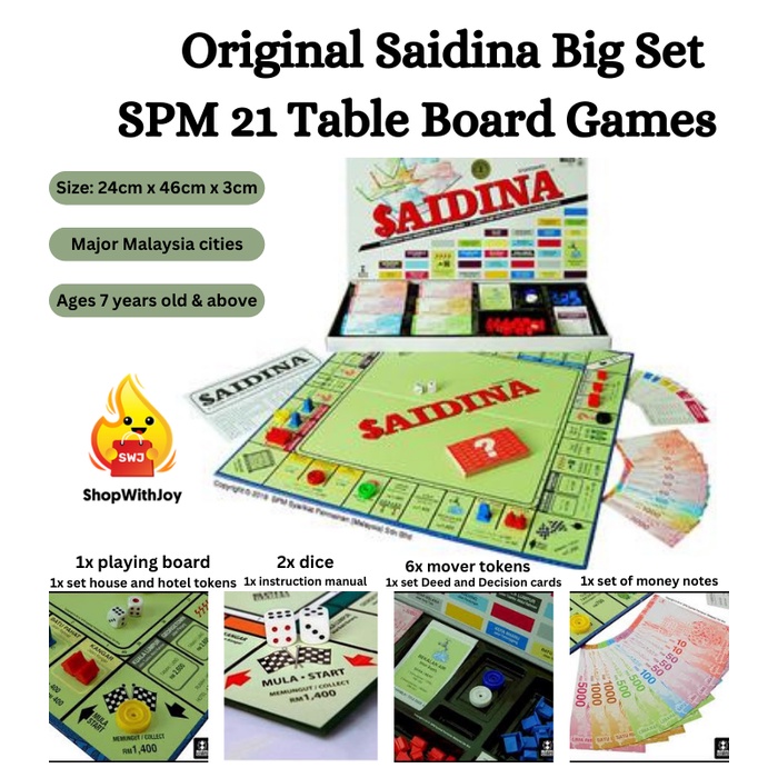 【ShopWithJoy】 100% Original Saidina Big Set SPM 21 Family Table Board Games