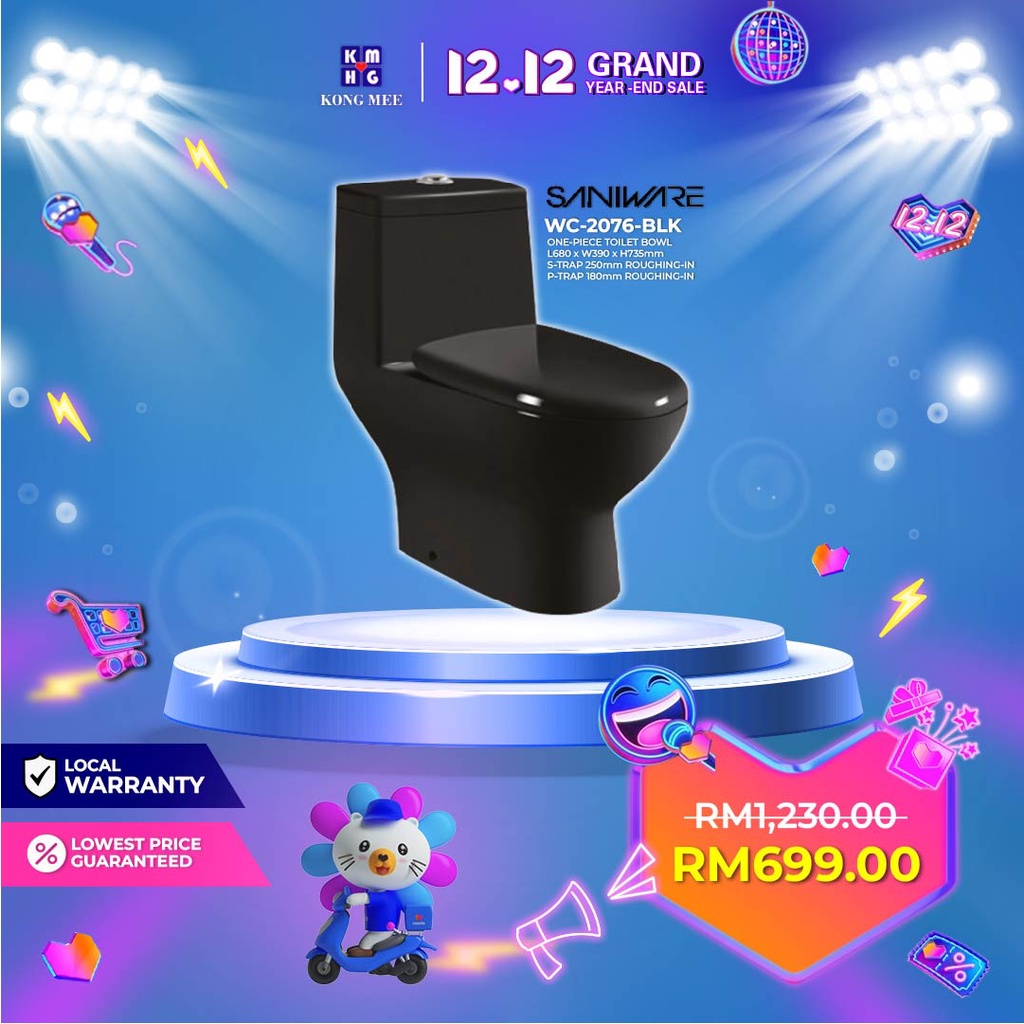 12.12 Sales Saniware Close Coupled WC One Piece Washdown Black