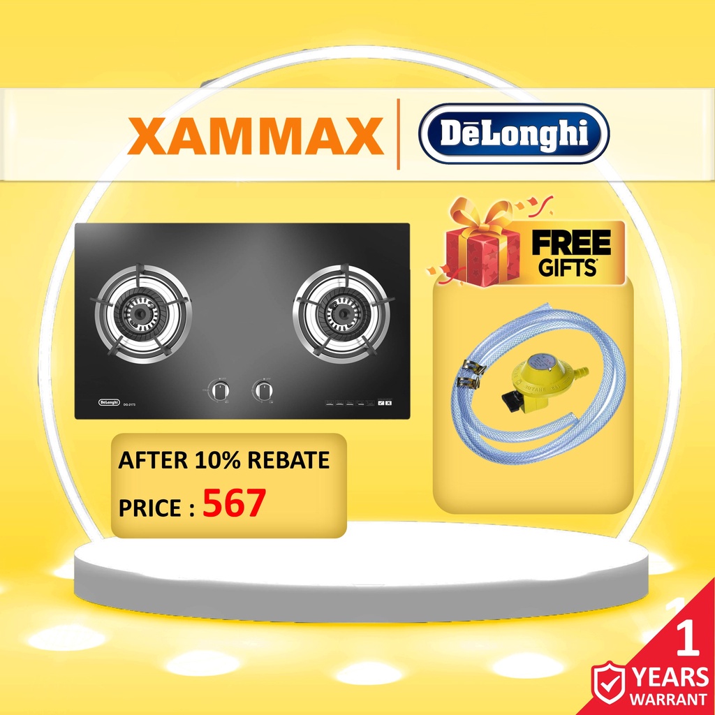 (Ready Stock) DELONGHI 2 Burners Gas Hob DG2173 / Rinnai Gas Hob / Rubine Gas Hob / Rinnai