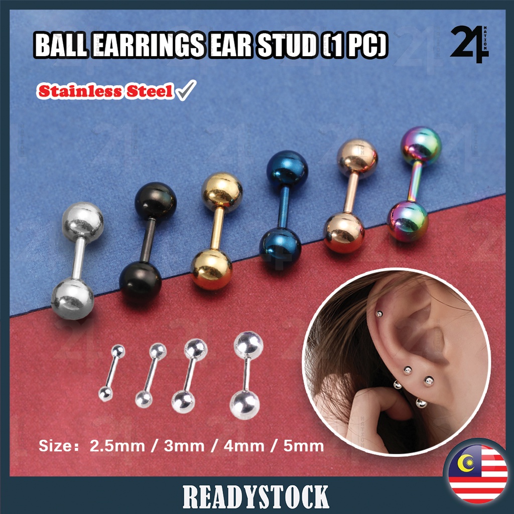 BALL EARRINGS Ear Stud Pendant Small round Double Ball Ear Ring Women Men Bone Steel Needle Set Fashion Simple小圆球耳环男女