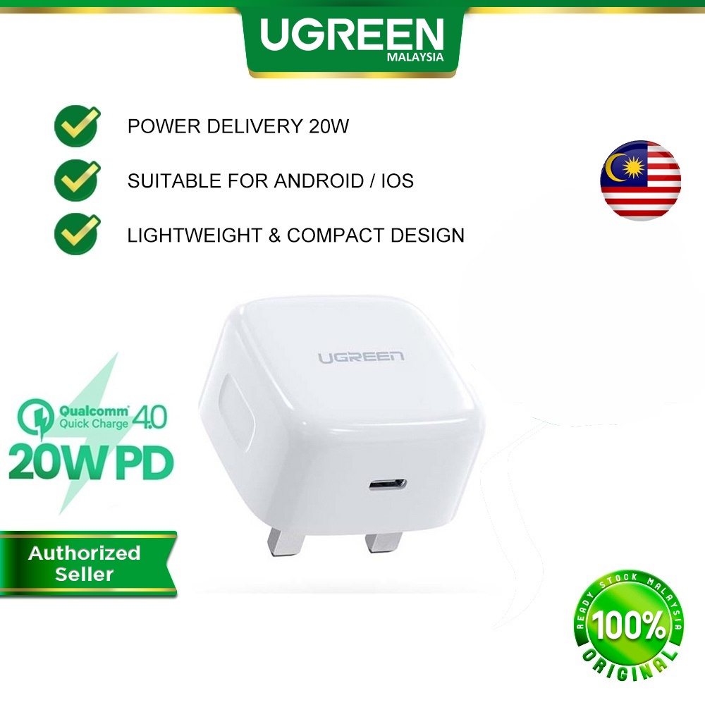 UGREEN 20W USB-C Charger PD 3.0 Power Adapter Fast Charging QC 3.0 Type-C UK Wall Plug iPhone 17 iPad iWatch Samsung S25