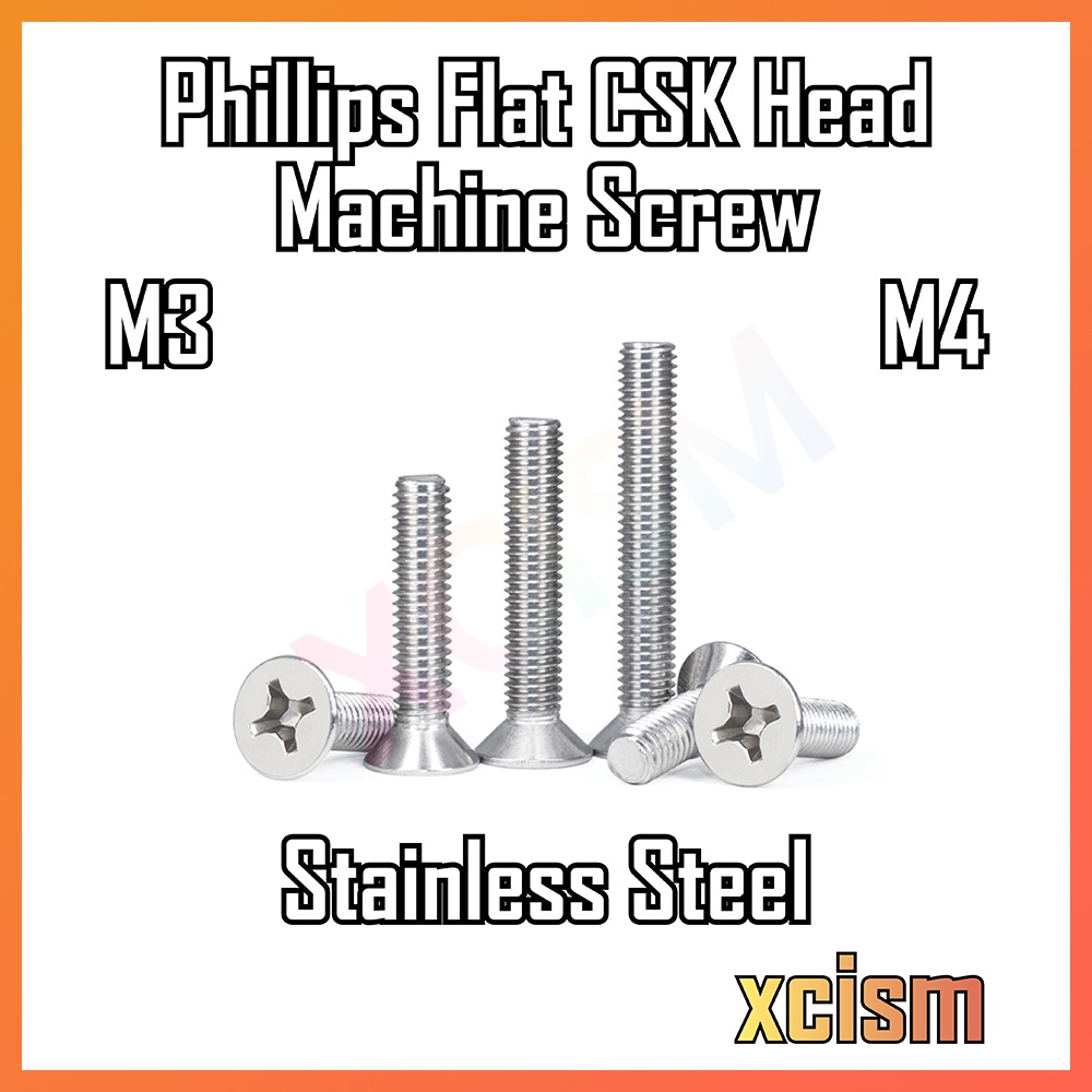 [M3 M4] Phillips Cross Flat Countersunk Head CSK Machine Screw Skru
