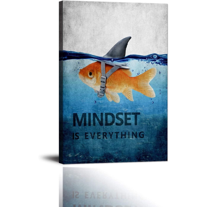 Goldfish Shark Canvas Wall Art Inspirational Entrepreneur Quotes Poster