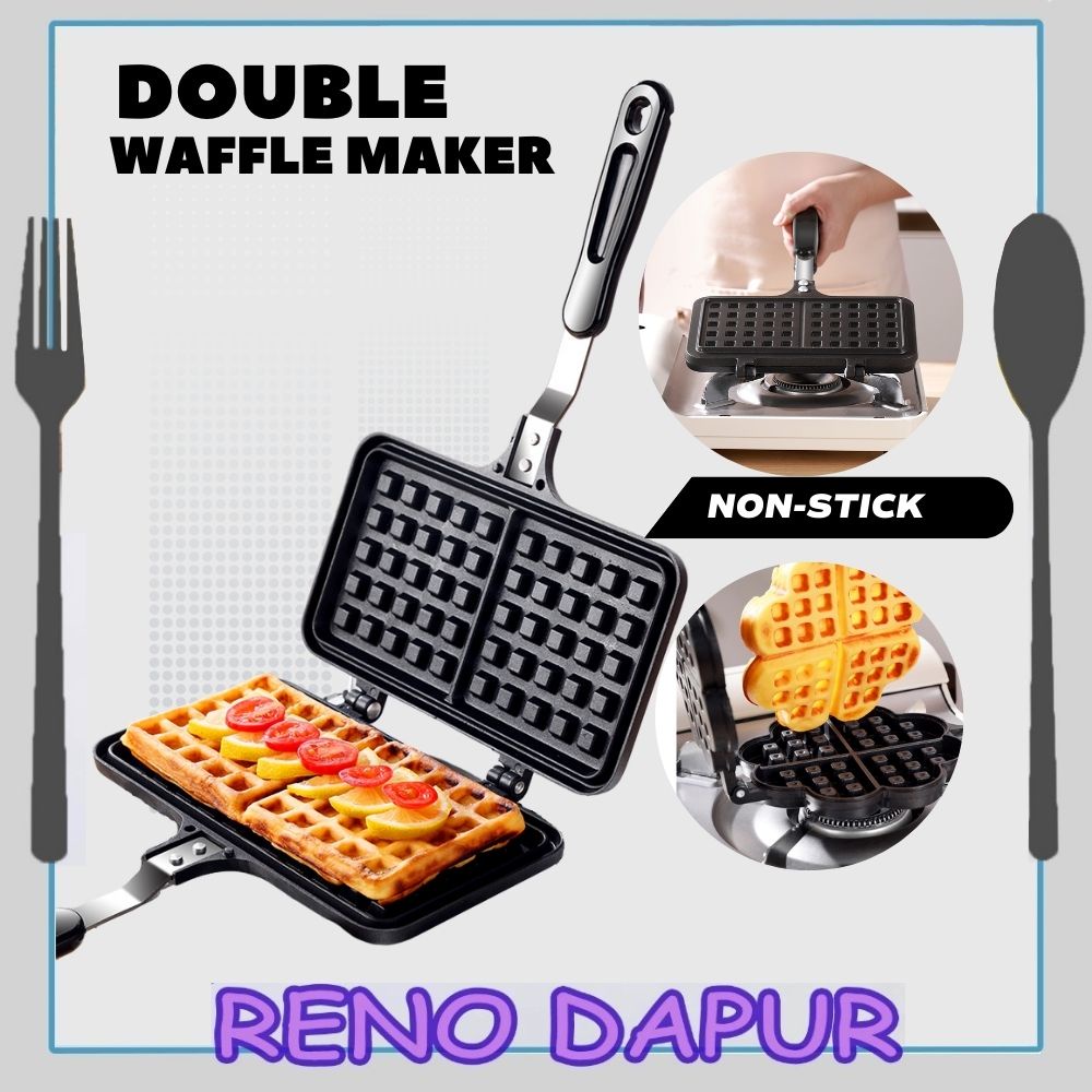 Double Waffle Maker Non-Stick Pan Household Kitchen Gas Non Stick Iron Mold Press Flower