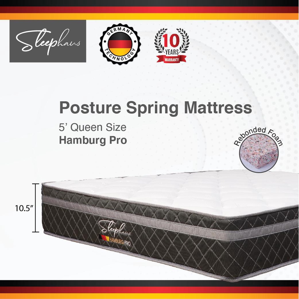 2023 Sleephaus Queen Hamburg Pro German Tech 10.5 inch Posture Spring