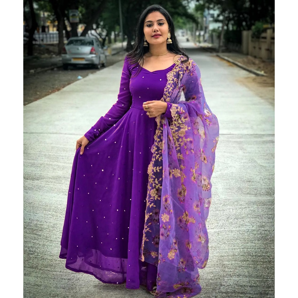 Multi Premium Festive Wear Digital Printed Work Gown With Dupatta main image 0