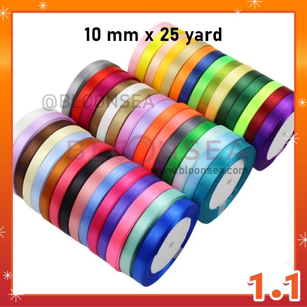10mm Ribbon Satin Silk Premium 0.5 Inch Bouquet Ribbons Gift Lace Reben ...