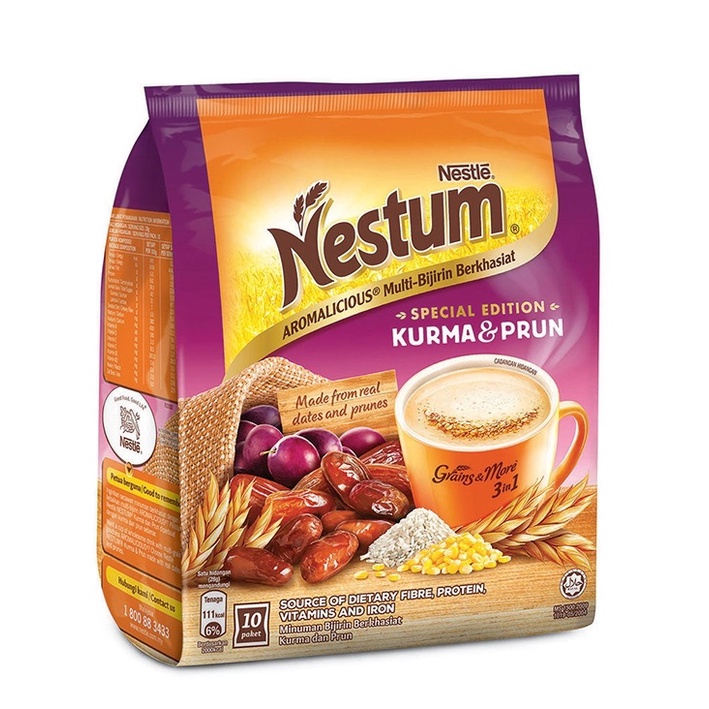 Nestle Nestum Grains & More 3 in 1 Instant Cereal (Kurma & Prun) 28gm*10's