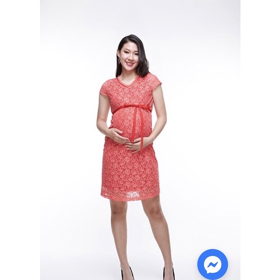 maternity red lace dress with front tying sash - laimage maternity