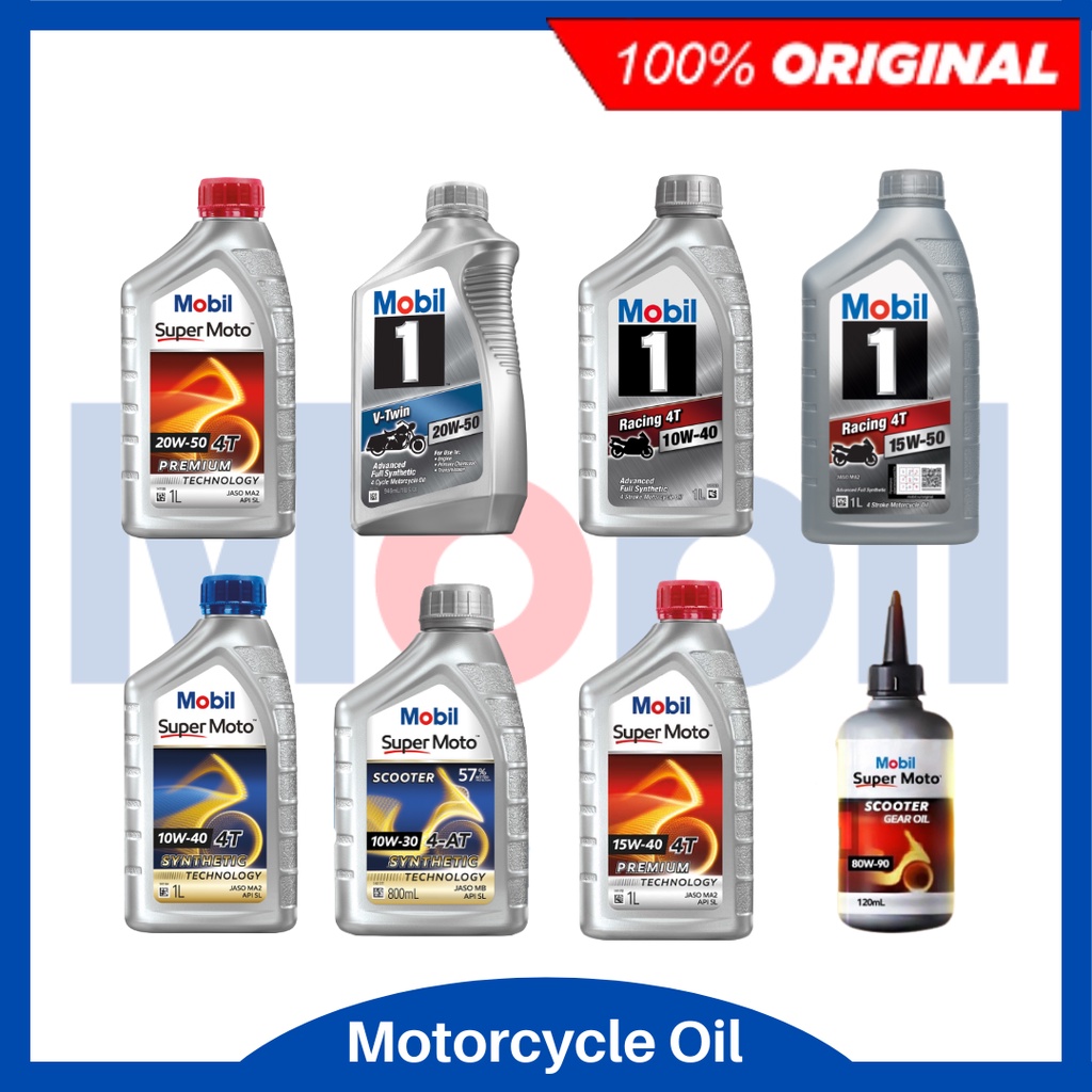 MOBIL Advance Semi / Fully Synthetic 4T Racing V twin Super Moto Scooter Motorcycle Oil 10W30 20W50 10W40 15W40 1 Litre