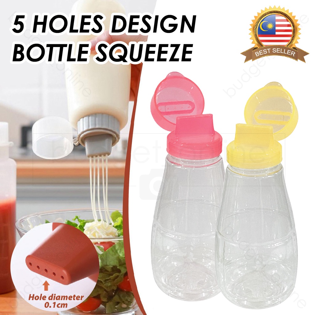 (1PC) 5 Holes Sauce Squeeze Bottle Ketchup Condiment Dispenser with