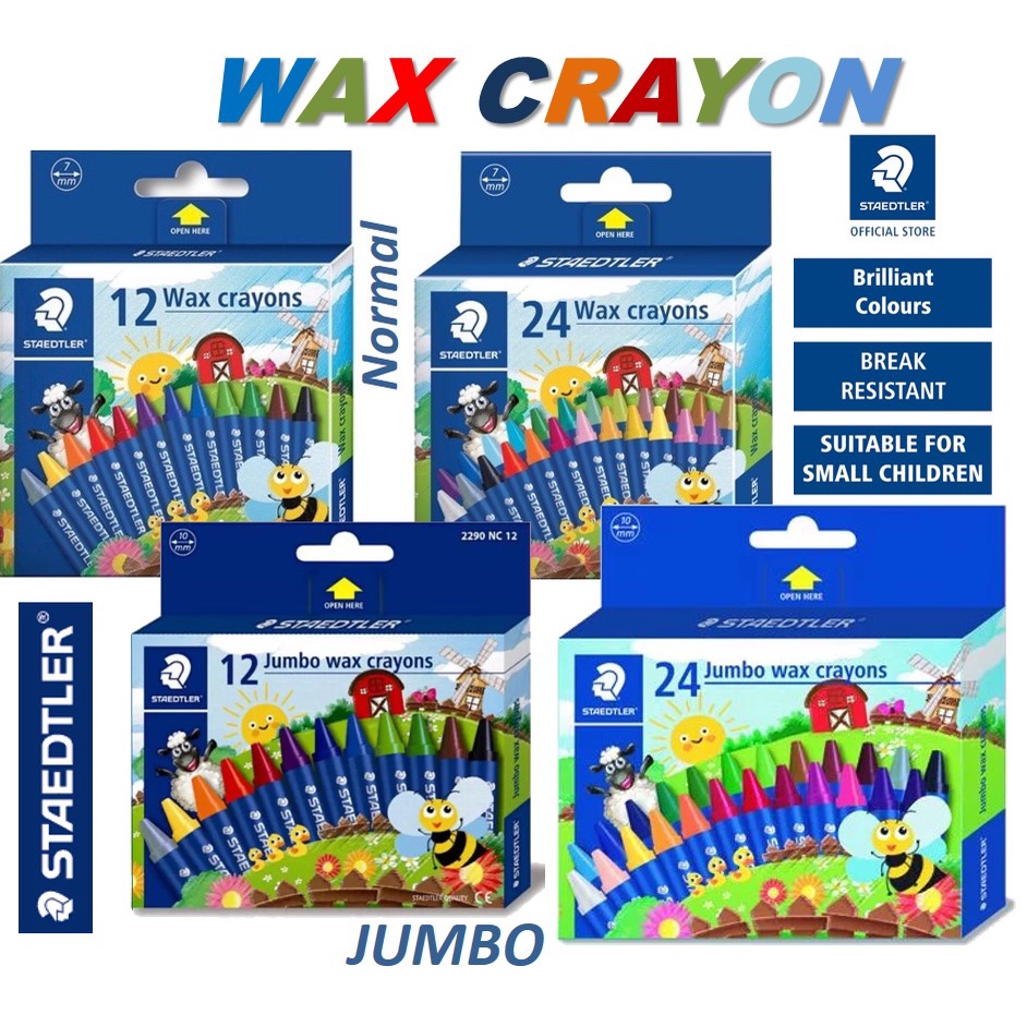 STAEDTLER Wax Crayon Normal and Jumbo Size 12 colors / 24 colors ...
