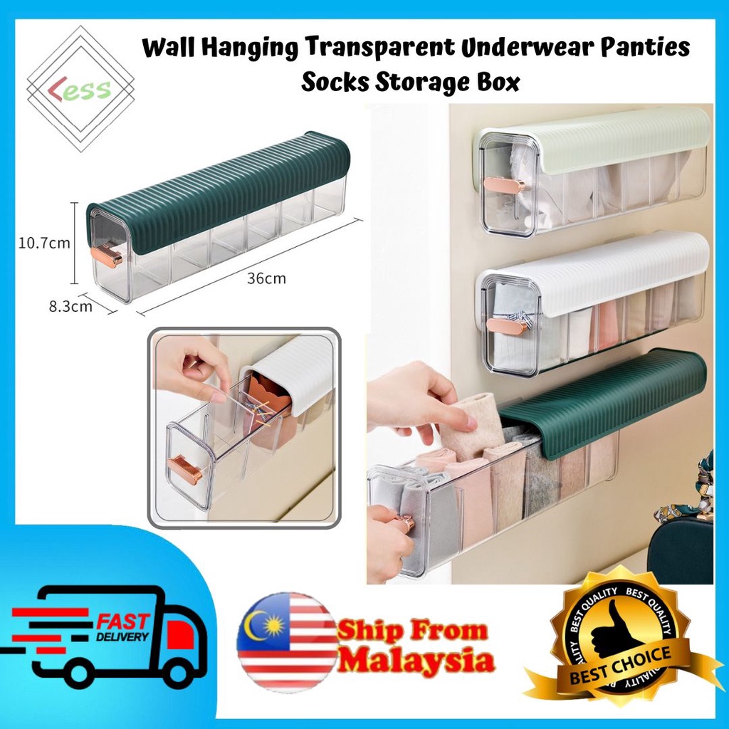 LESS Wall Hanging Transparent Underwear Panties Storage Box Socks