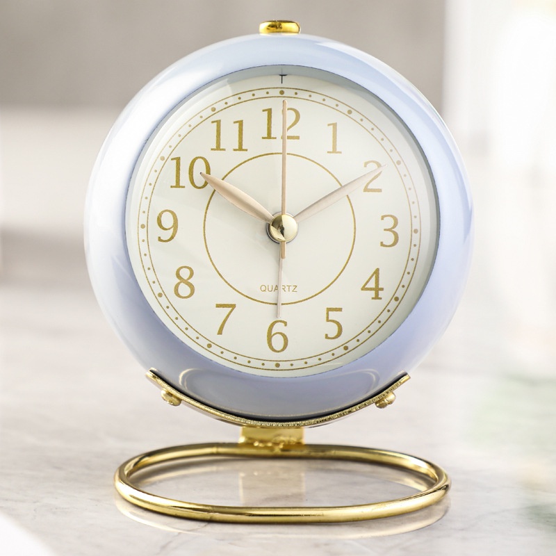 Creative Alarm Clock with Ring Base Vintage Bedside Clock Silent