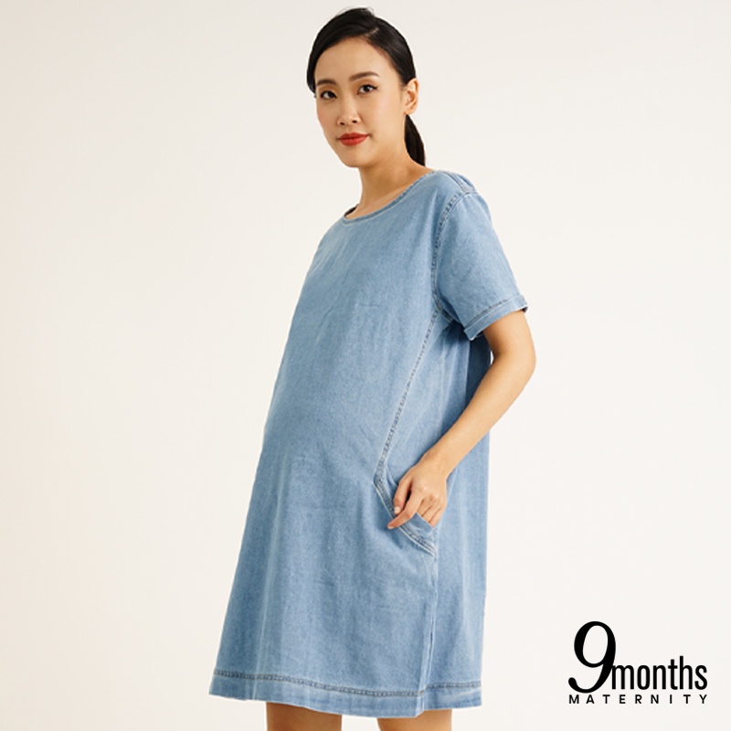 9months Maternity Denim Tunic Dress Pregnant Dress