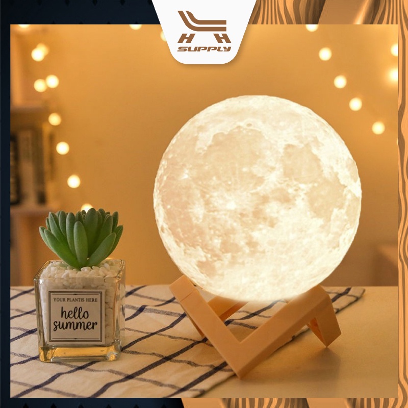 LH 8cm 3D LED Moon Light Lamp Lunar Light Lamp Study Lamp Bedroom Led Bed Lamp Desk Lamp