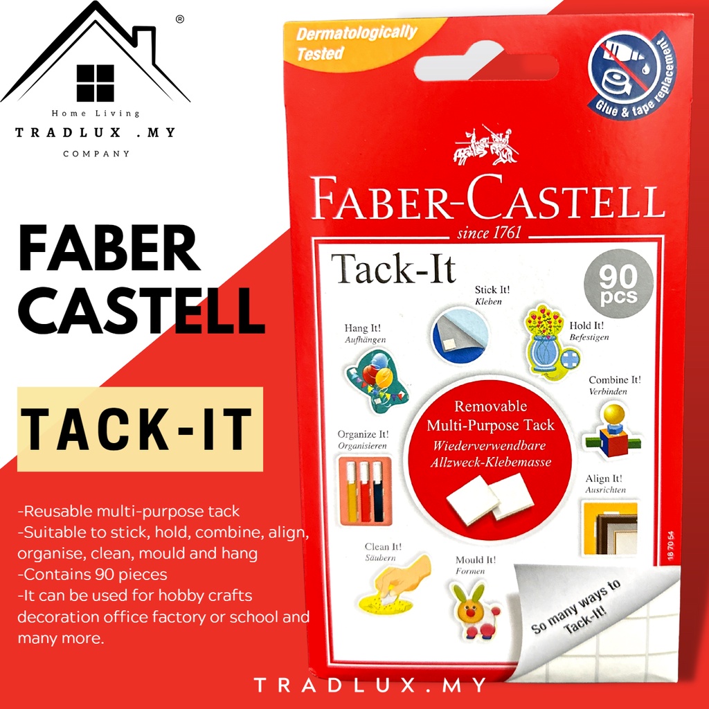 FaberCastell Tack it Stick it 90Pieces Tackit Adhesive, White, 50 g