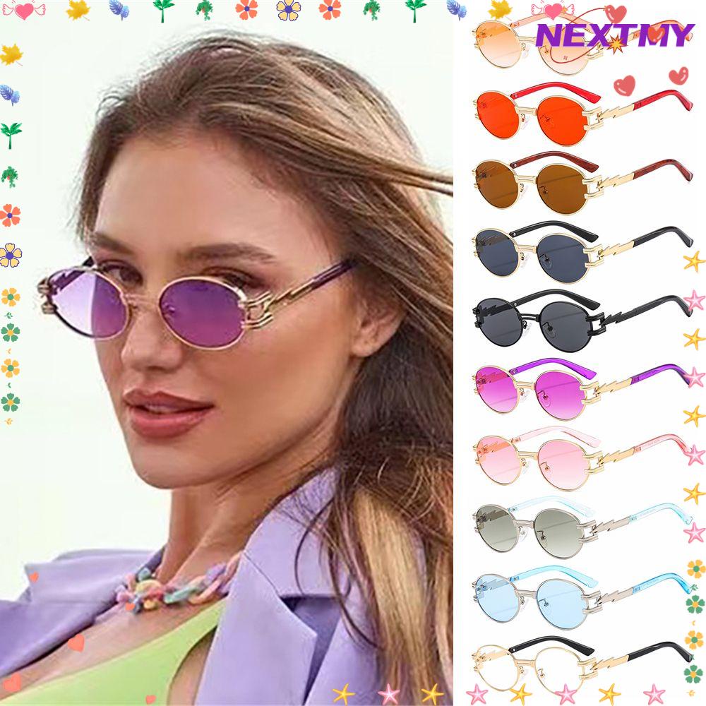 NEXTMY Y2K Sunglasses Retro Lightning Decorative Oval Frame Shades ...