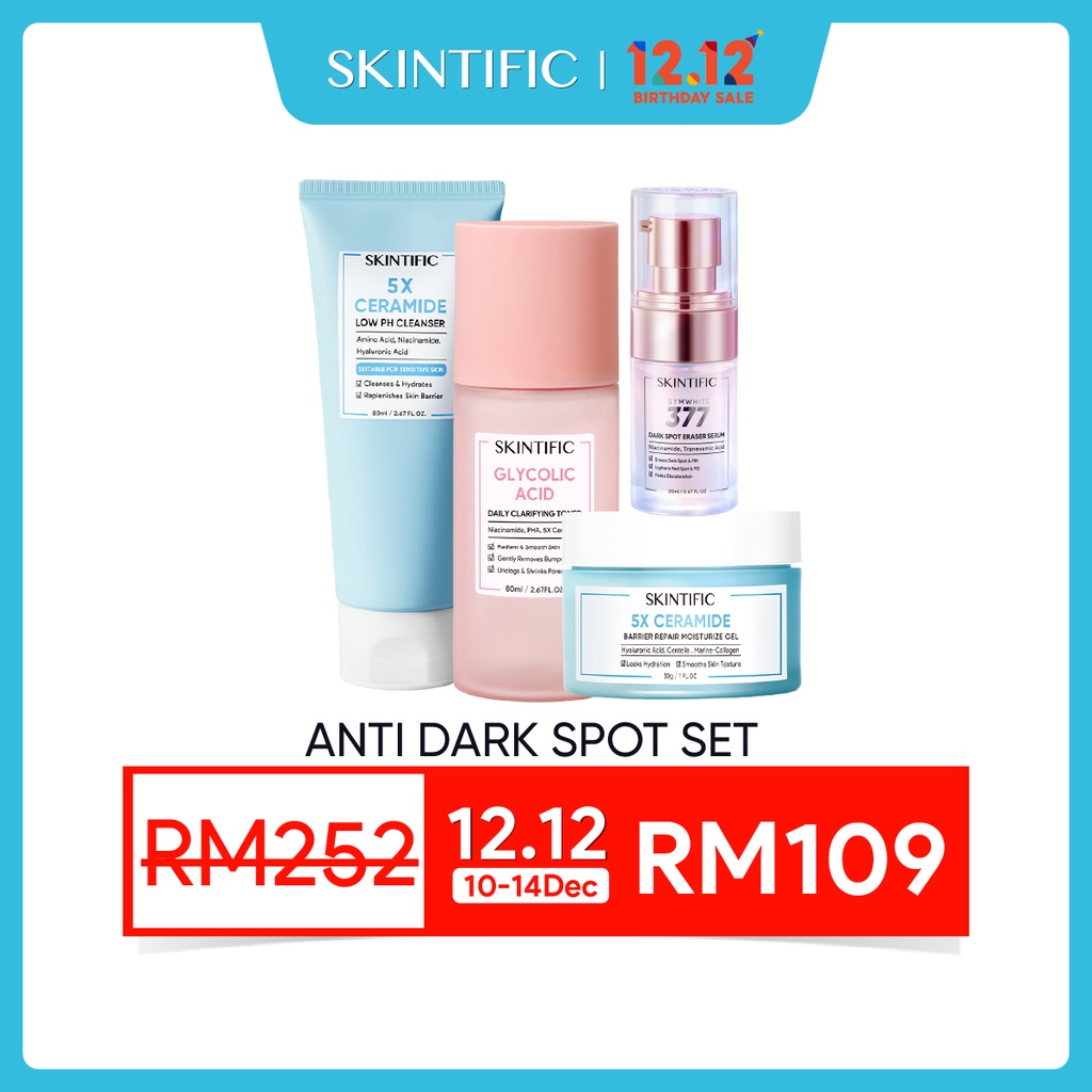 [New] SKINTIFIC Anti Dark Spot Set 4pcs Low pH Cleanser +5X Ceramide