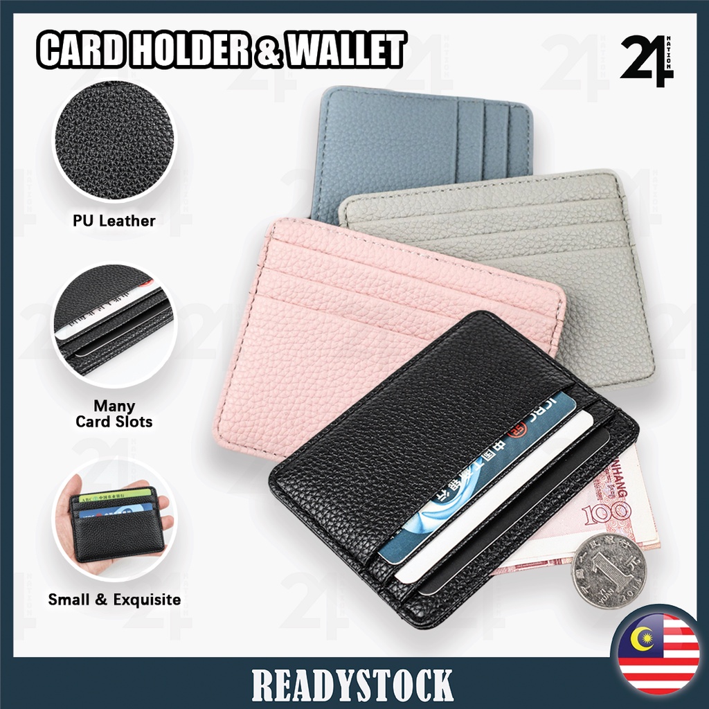 (Readystock)W02 Unisex Slim PU Leather Card Holder Wallet Purse PU Fashion Kad Holder Dompet lelaki 皮革潮流卡夹卡包钱包