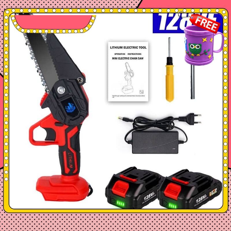 FREE GIFT 6 Inch Cordless Portable Electric Chainsaw Mini Electric Saws Woodworking Pruning One-handed Garden