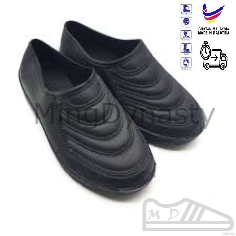 Black Rubber Shoe Rubber Boot For Hiking, Working, Trekking/ Kasut Getah Hitam
