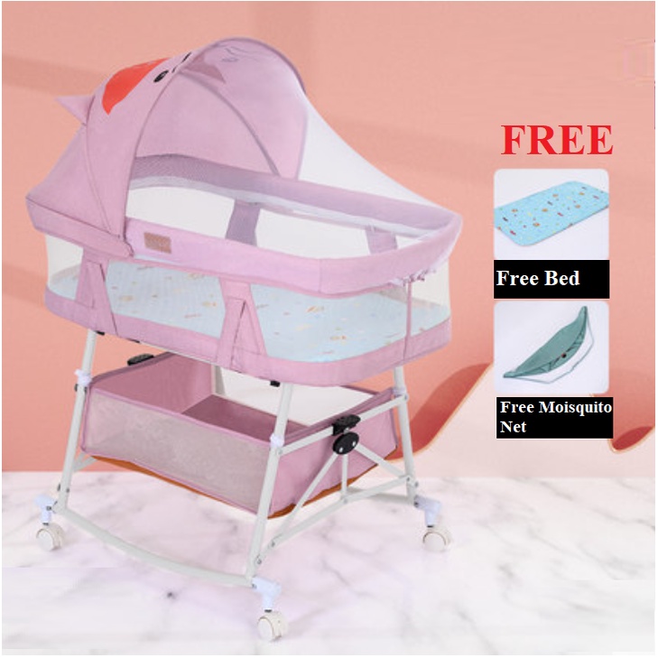 READY STOCK Large Size Baby Cot Baby Side Crib Multifunctional Cradle Stitching Large Bed Foldable Cradle Baby Cradle