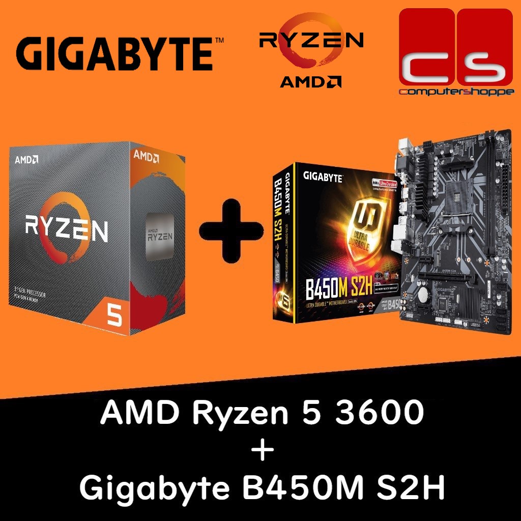 AMD Ryzen 5 3600 + Gigabyte B450M S2H Motherboard Combo Shopee Malaysia