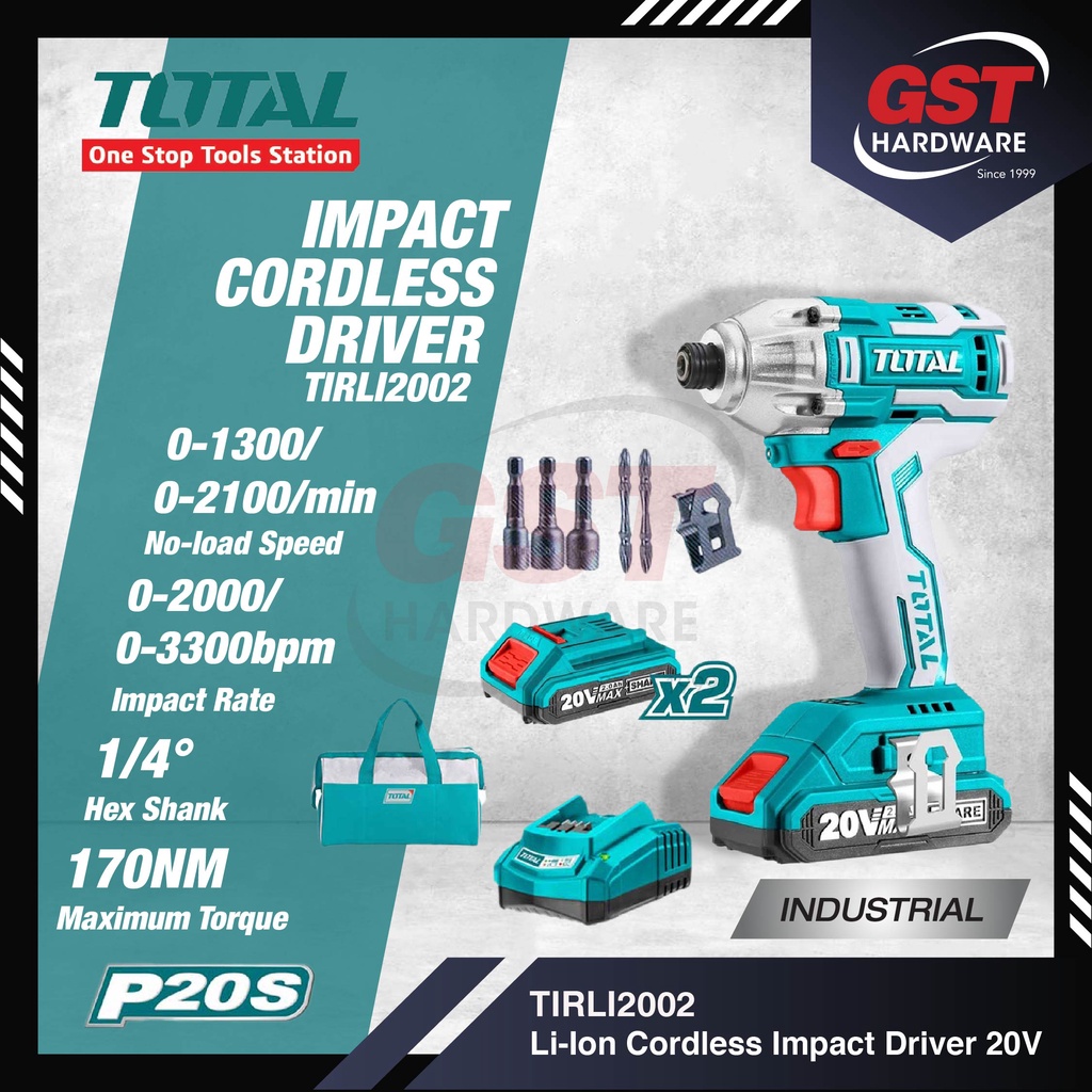 Total Impact Driver 20V TIRLI2002 Cordless Impact Driver Set Cordless