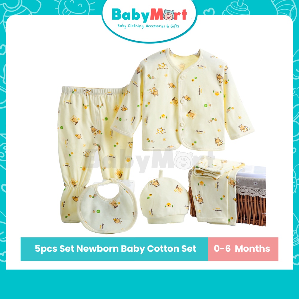 5pcs Set Baby Newborn Baby Sets Packs Baju Baby Clothing Set Gift 0-6 ...