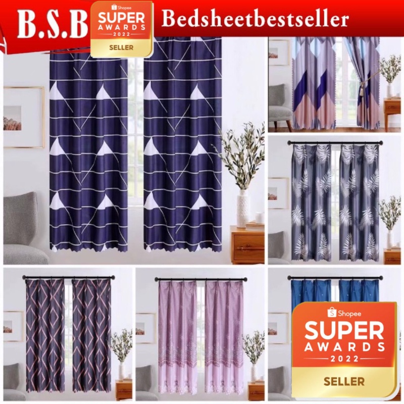 B.S.B Hook Type Modern Langsir Curtain Semi Blackout Langsir Pintu Door