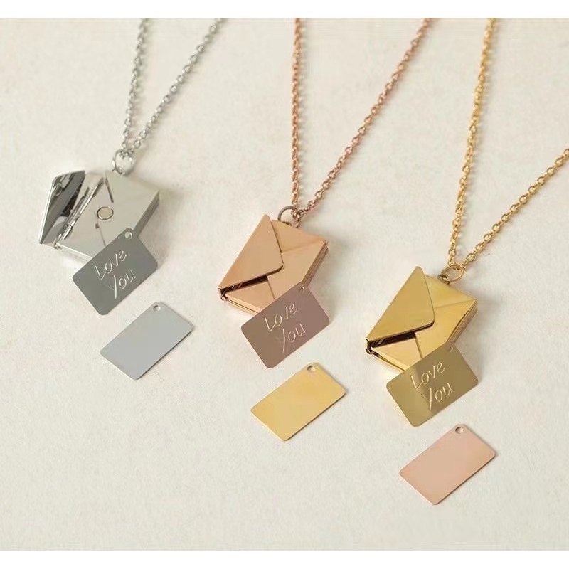 T Titanium Steel I Love You Envelope Couple Necklace Creative Letter Pendant Valentine's Day Gift