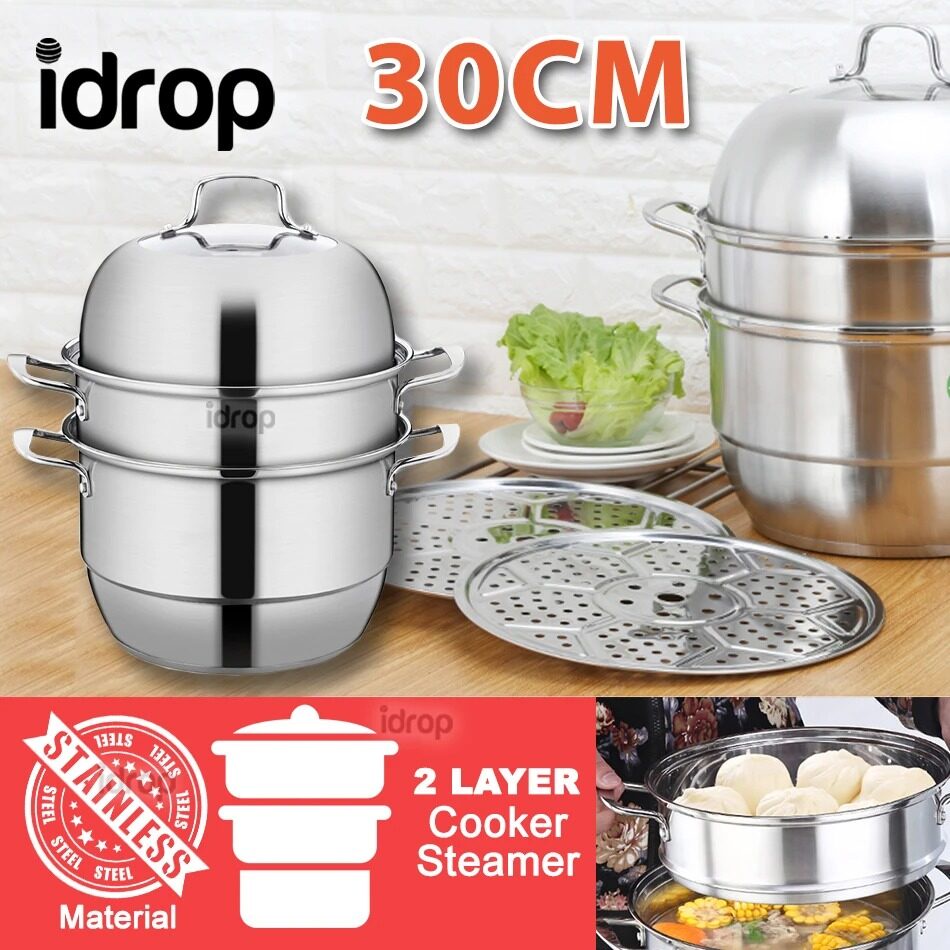FREE GIFT idrop 30CM 2 Layer Stainless Steel Cooker Steam