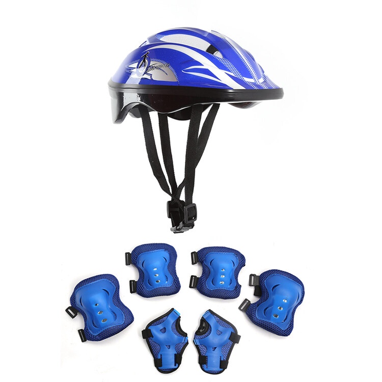 【Knee+Helmet+Elbow Pad】7 Keping/Set Kanak-kanak / Dewasa Keselamatan Roller Skating Helmet Lutut Elbow Wrist Pad