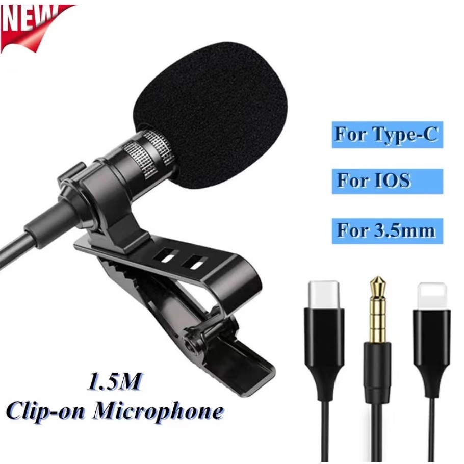 Mini Microphone Clipon Lapel Lavalier PC Phone Camera Mic Portable