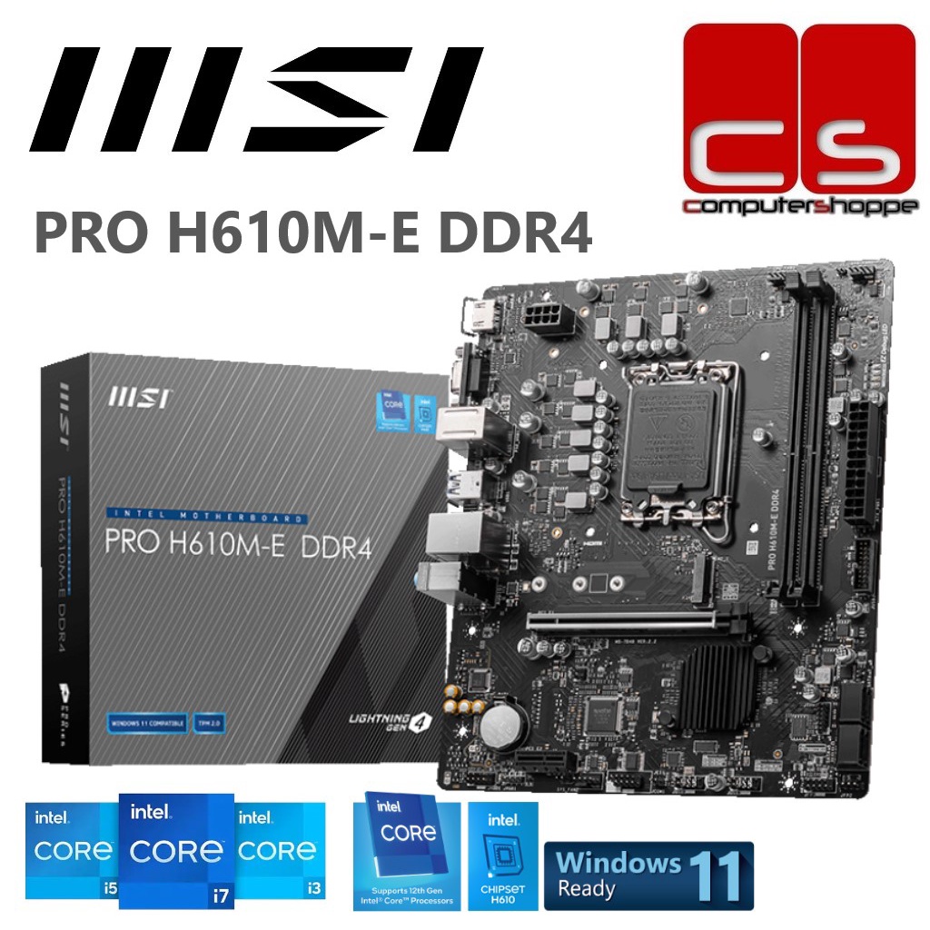 MSI PRO H610M-E DDR4 M-ATX Motherboard + Intel 12th Gen Processor Combo ...