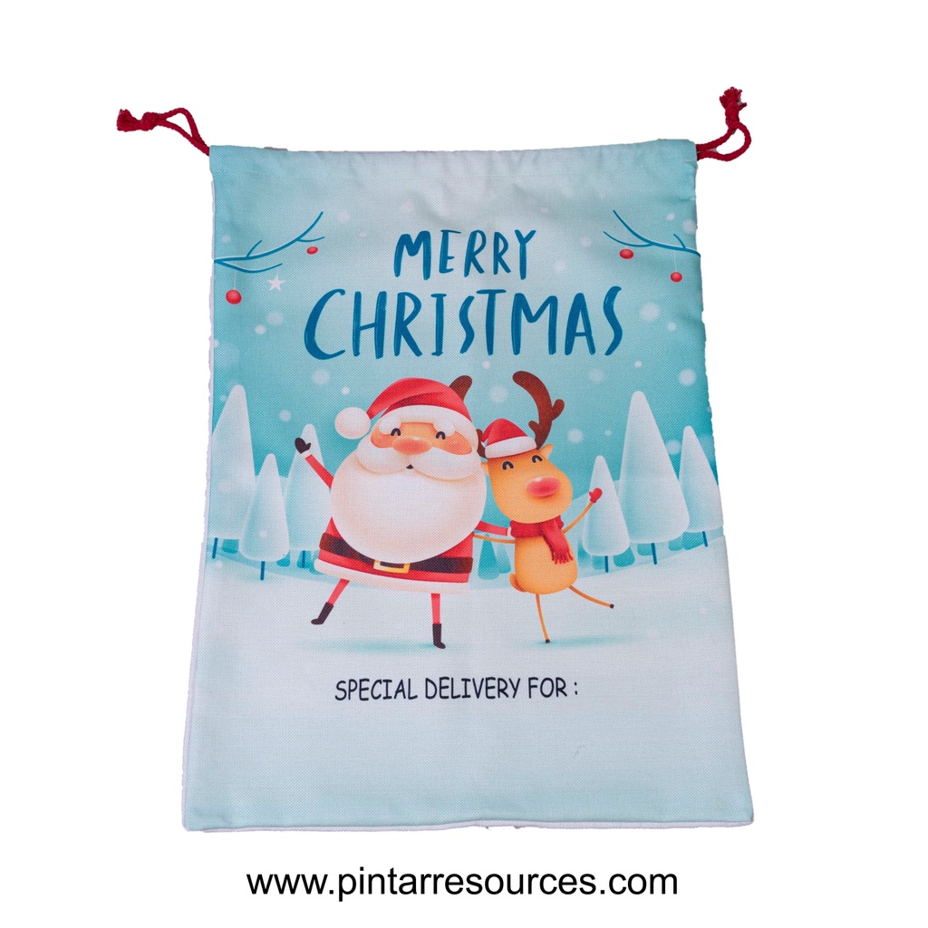 READY STOCK Santa Claus Sack Bag Christmas Goodie Backpack Eco Friendly Gift