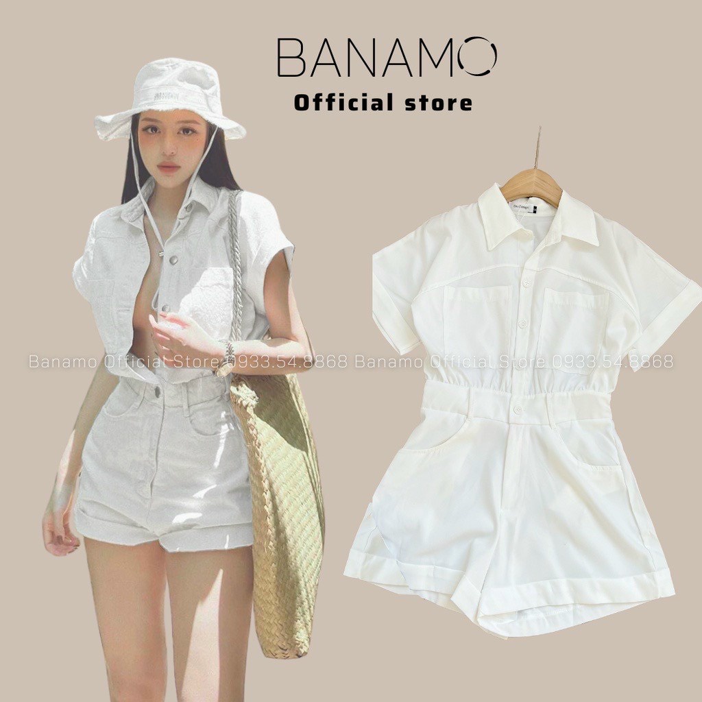 Shirt Collar Jumpsuit, Bigsize Outing Set Quynh Anh From 50kg to 100kg (M/L/XL/XXL)