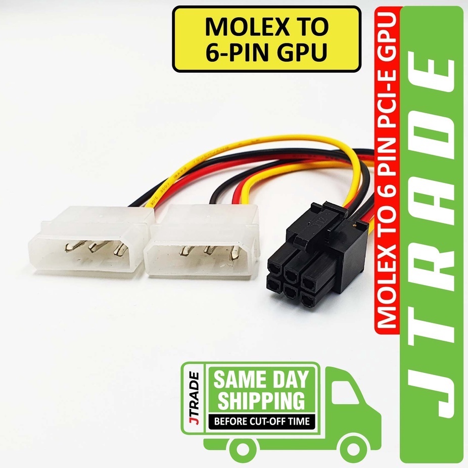 Molex IDE 4 pin Male to 6 Pin Male Power Cable for PCI-E GPU Graphic ...