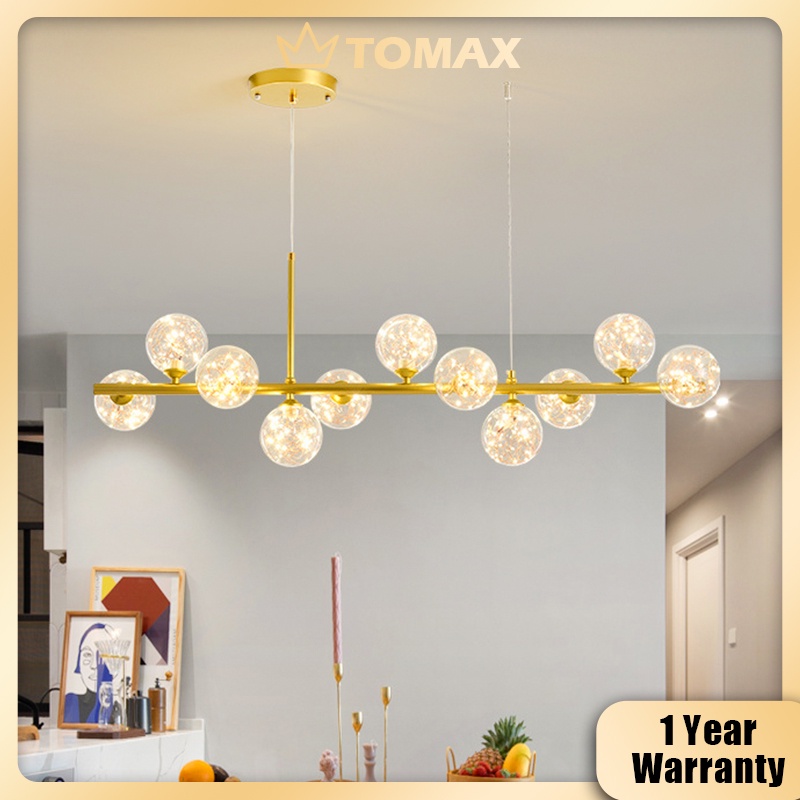 [Remote Dimming] TOMAX 100CM LED Modern Design Star Chandelier Kitchen Island Dining Room Decor Pendant Lighting with Remote Hanging Lamp Fixture