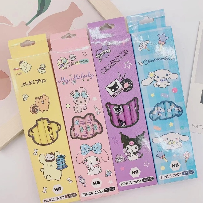 1Pc Cute Sanrio HB Pencil Cinnamoroll Eco-friendly Pencil My Melody Cartoon Pencil kuromi Purin Pencil Stationery gift