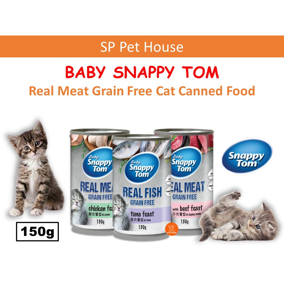 Baby Snappy Tom Canned Wet Kitten Food (150G) Tuna Feast / Beef Feast
