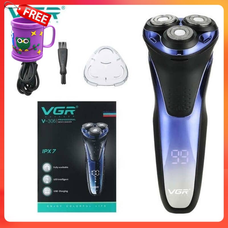 FREE GIFT VGR V-306 Electric Shaver LCD Display Shaving For Men USB Rechargeable