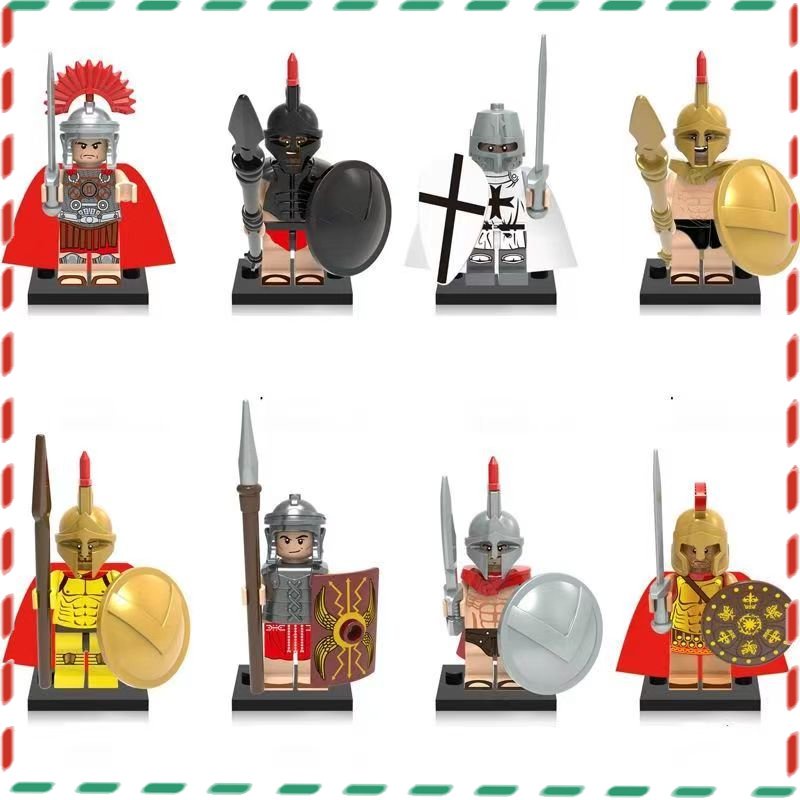 Building Block Doll Middle Ancient Spartan Warrior Roman Crusader Assembly Doll Minifigure