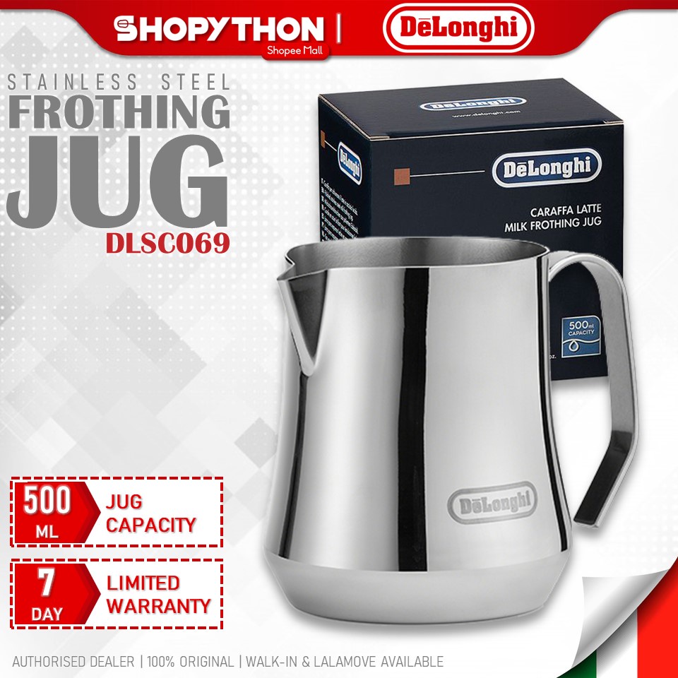 DELONGHI Milk Frothing Jug DLSC069 (500ml) Stainless Steel Barista